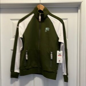 NWT Fila x Bandier Olive and White Track Jacket.